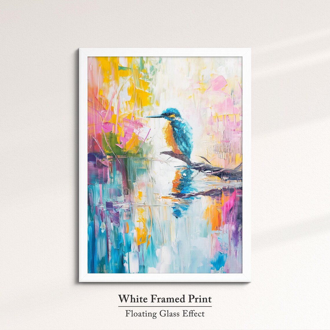 Colorful Kingfisher Bird Abstract Watercolor Style Wildlife Wall Art - Image 7