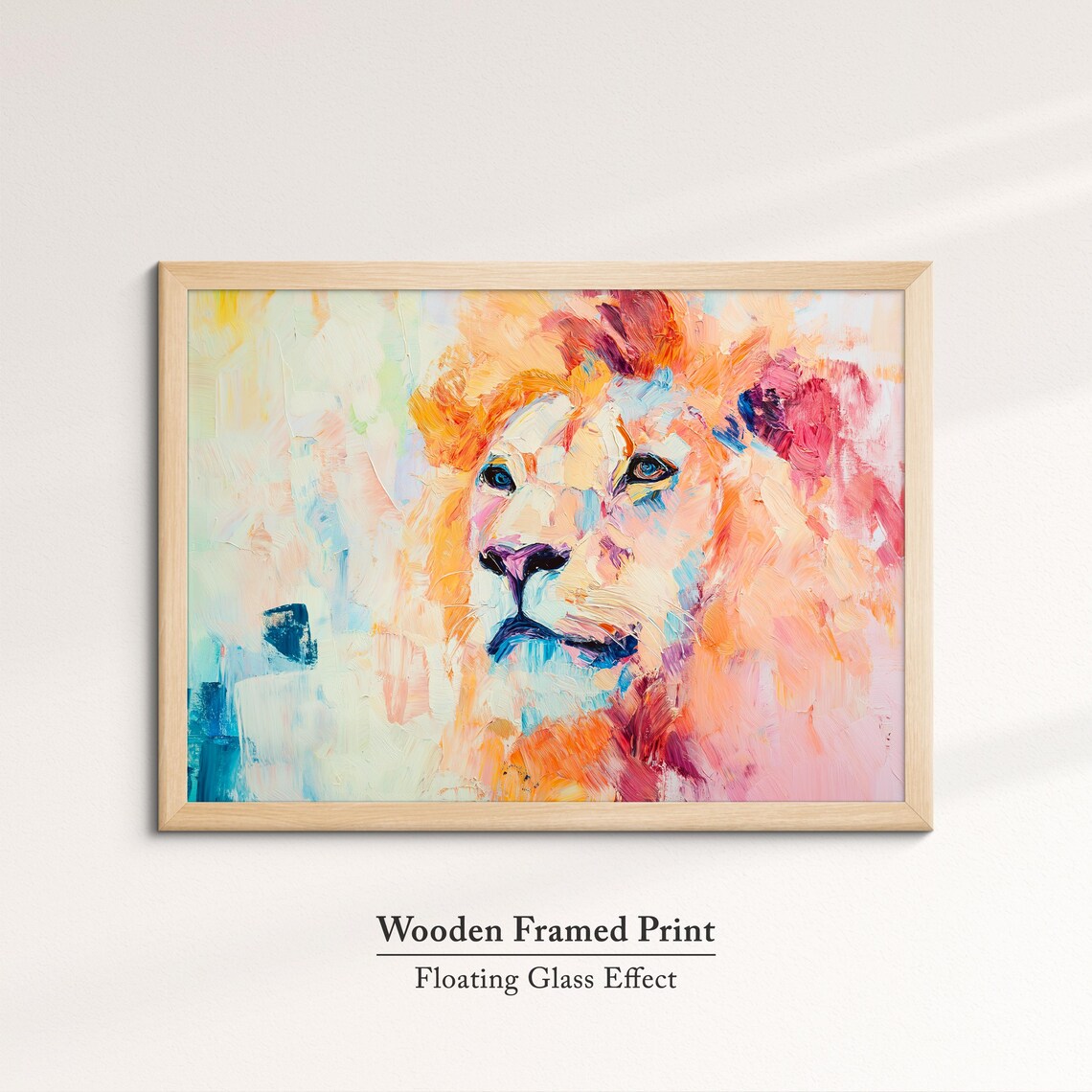 Lion Abstract Oil Painting Pastel Portrait Regal Wildlife Wall Art - Image 6