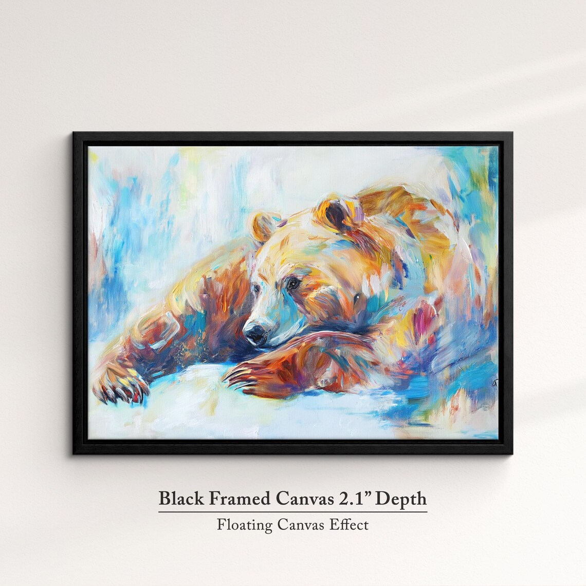 Brown Bear Resting Head Colorful Abstract Oil Painting Animal Wall Poster - Image 2