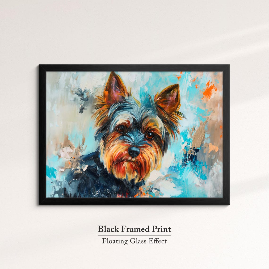Yorkshire Terrier Face Front Turquoise Abstract Background Dog Poster - Image 8