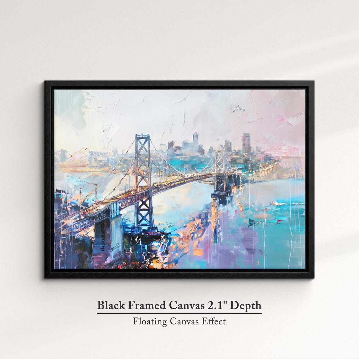 Golden Gate Bridge Abstract Oil Painting Framed Print Framed Large Sizes Wall Art Poster Travel Home Decor Interior San Francisco - Image 2