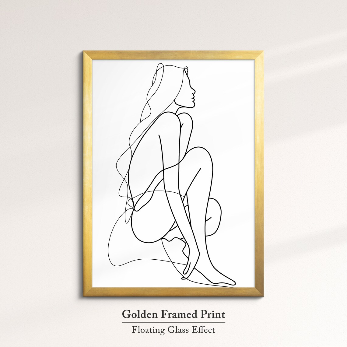 Crouching Woman Figure Continuous Line Art Drawing Minimalist Wall Decor Poster - Image 5
