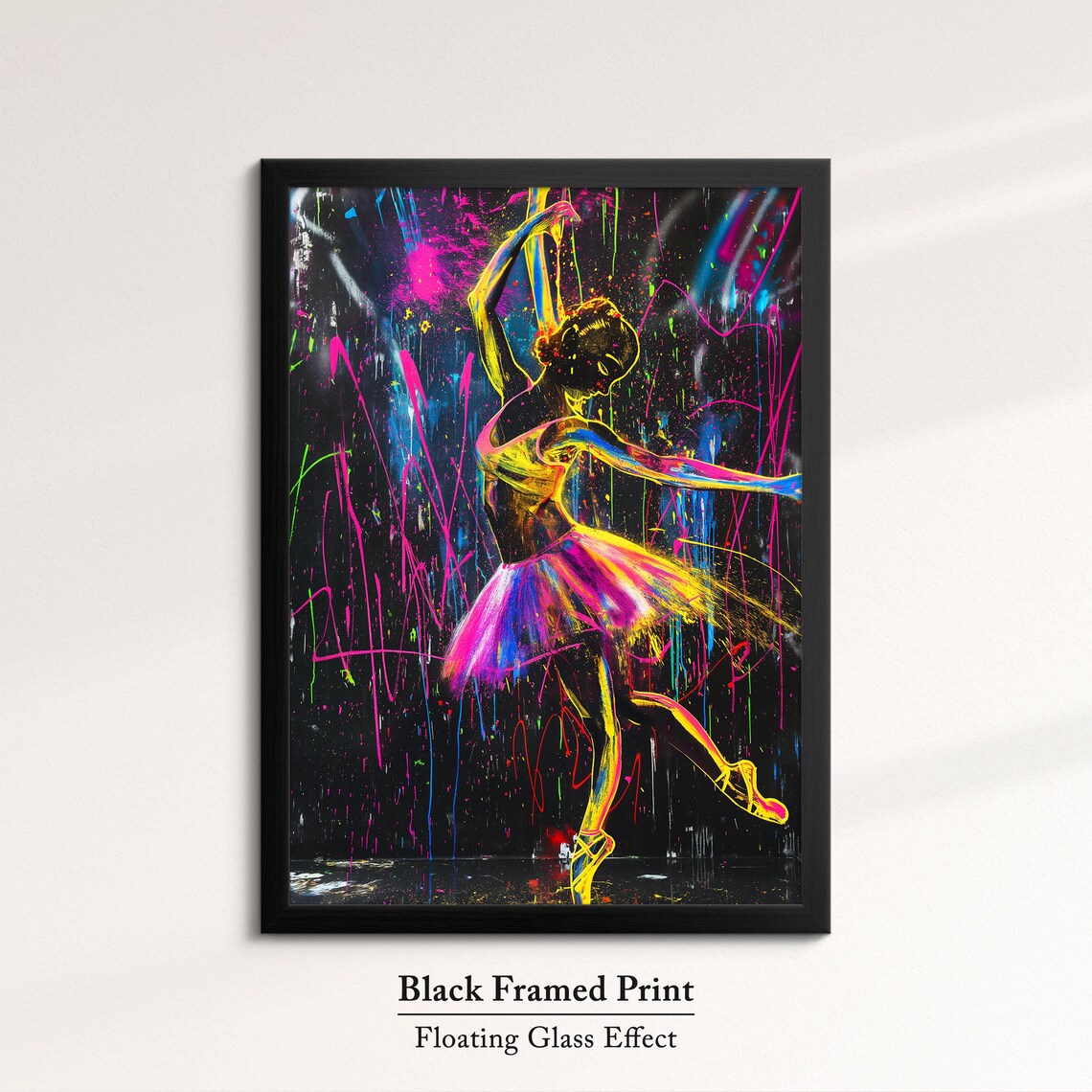 Ballerina Neon Paint Splatter Silhouette Colorful Ballet Dance Wall Poster - Image 8