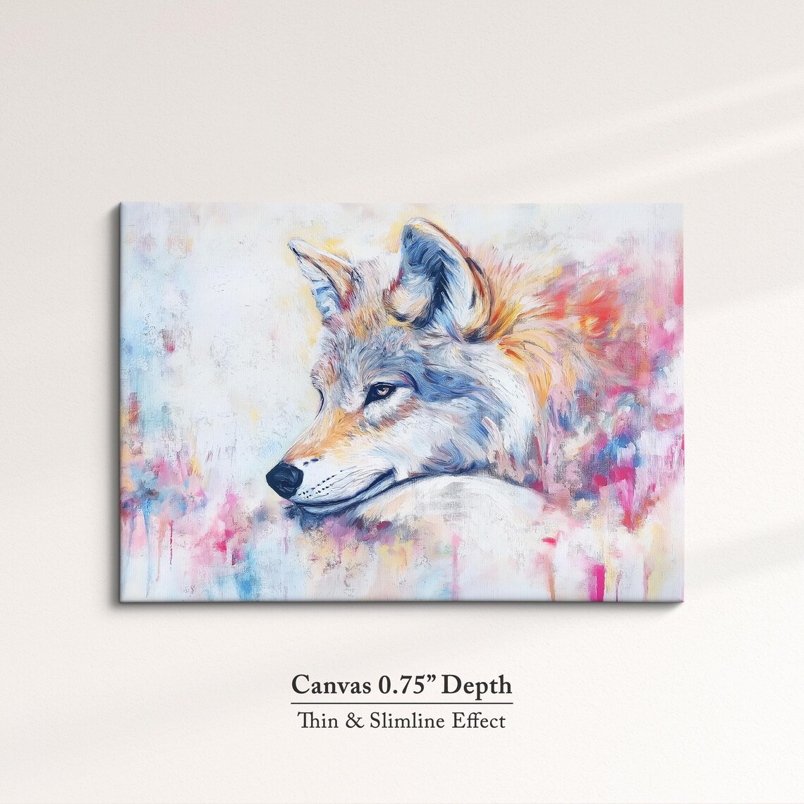 White Wolf Profile Abstract Oil Painting Pastel Wildlife Portrait Poster - Image 4