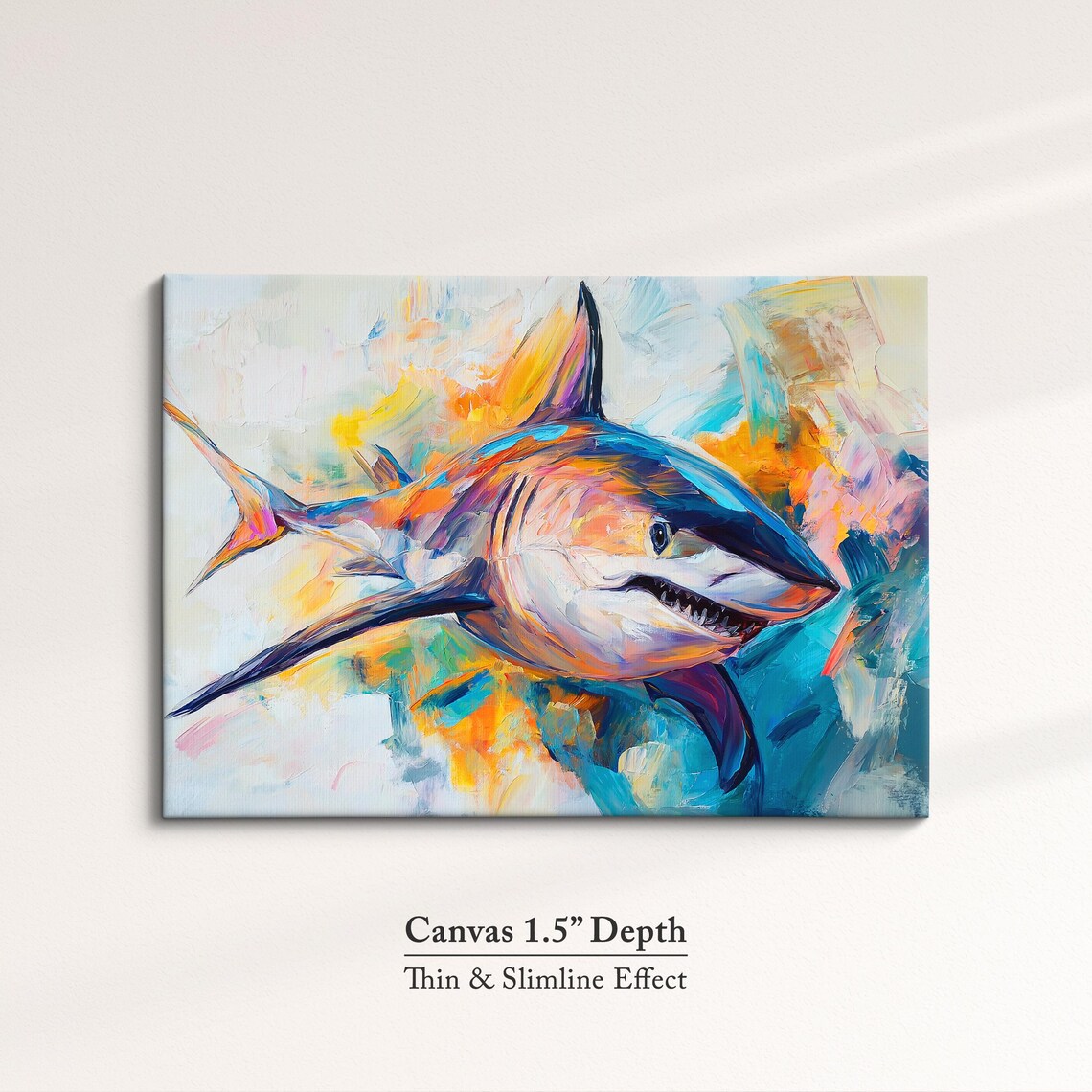 Great White Shark Abstract Oil Painting Colorful Ocean Wildlife Poster - Image 3