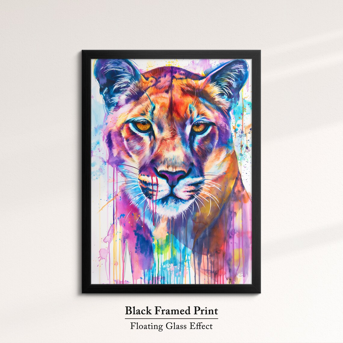 Colorful Watercolor Lioness Portrait Paint Splatter Wildlife Art Poster - Image 8