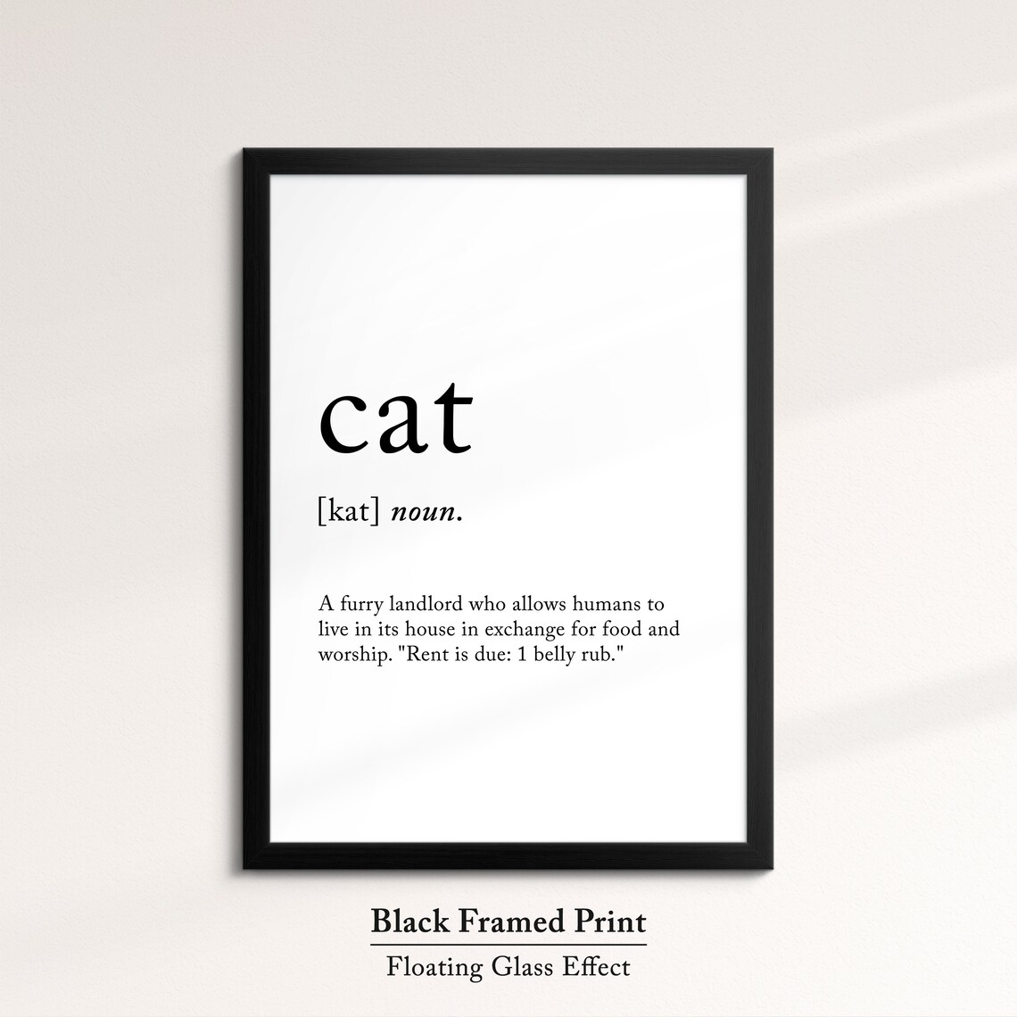Cat Funny Dictionary Definition Noun Minimalist Black White Art Poster - Image 5