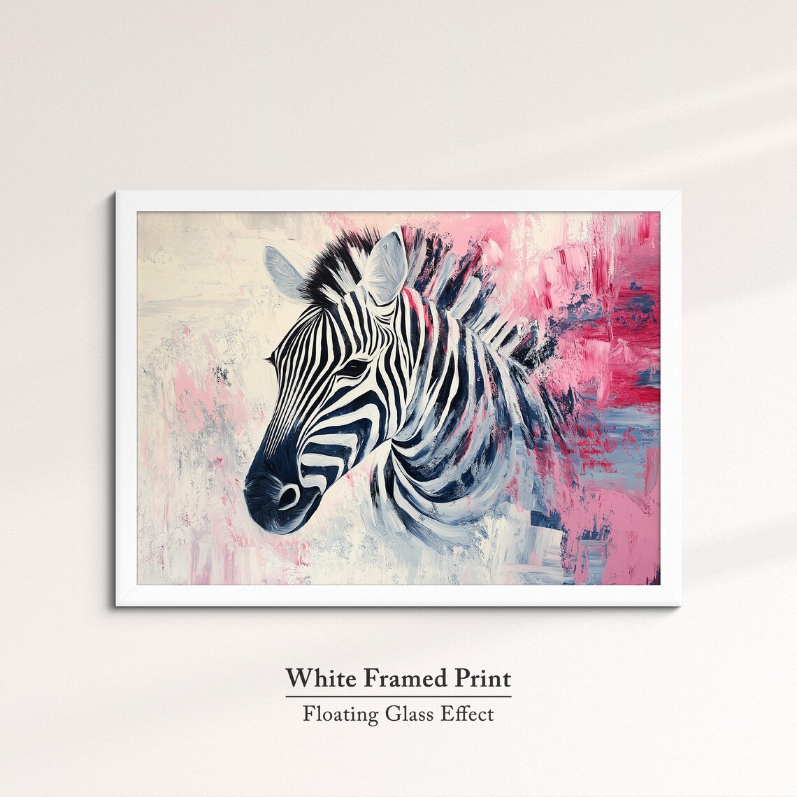 Zebra Head Pink Abstract Background Colorful Safari Animal Wall Art Poster - Image 7