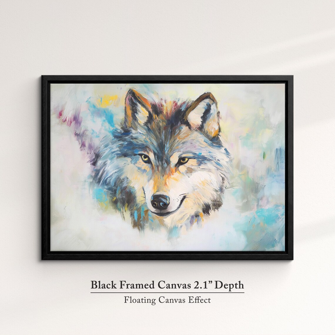 Wolf Abstract Oil Painting Pastel Portrait Grey Wildlife Wall Art Poster - Image 2