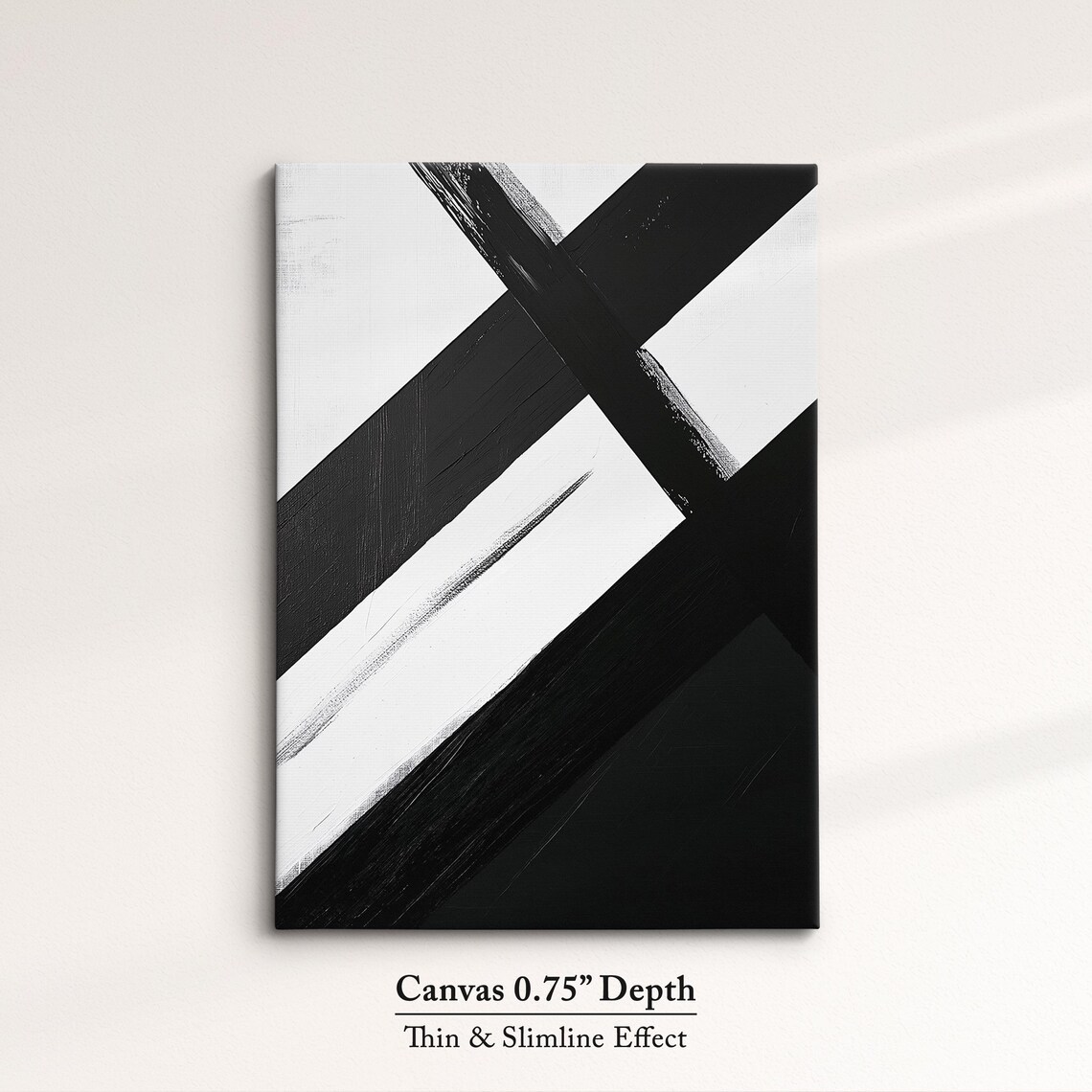 Bold Black And White Abstract Geometric Brushstroke Modern Art Print - Image 4