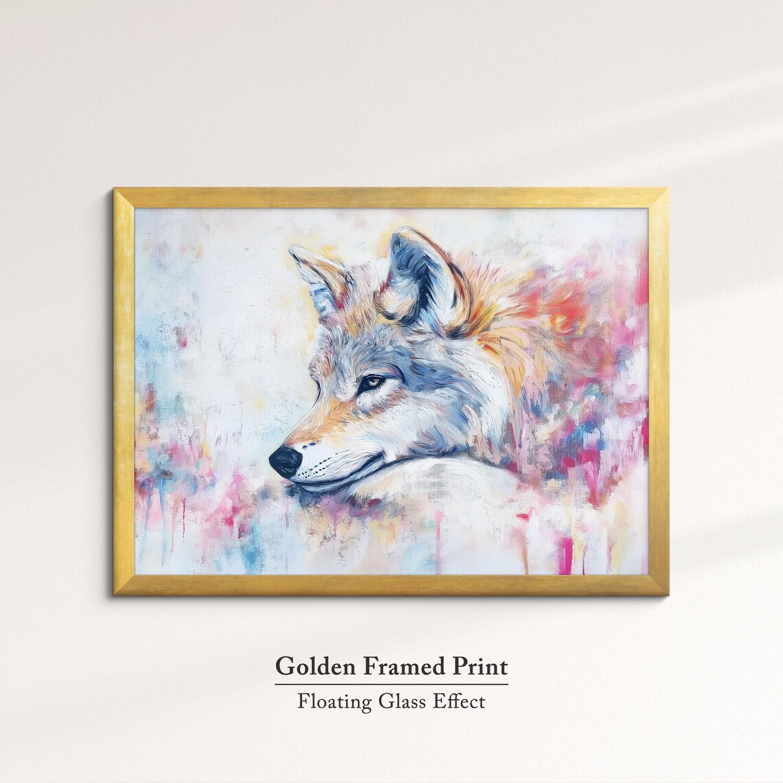 White Wolf Profile Abstract Oil Painting Pastel Wildlife Portrait Poster - Image 5