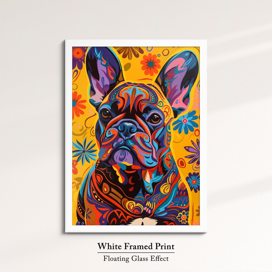 French Bulldog Colorful Psychedelic Floral Pop Art Dog Portrait Poster - Image 7