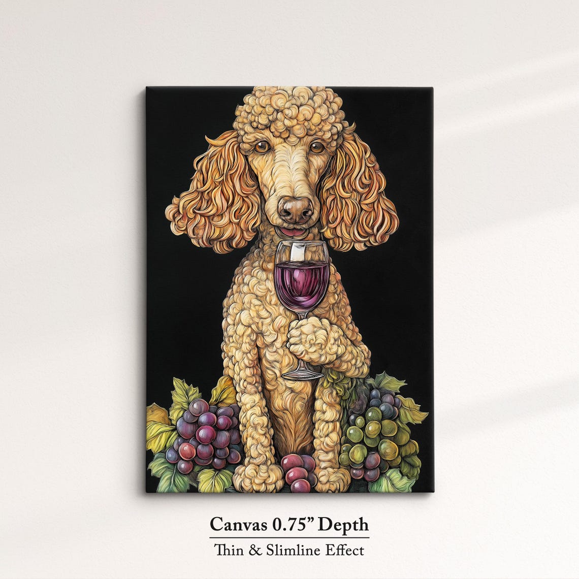 Poodle Dog Holding Red Wine Glass Grape Vineyard Elegant Art Poster - Image 4