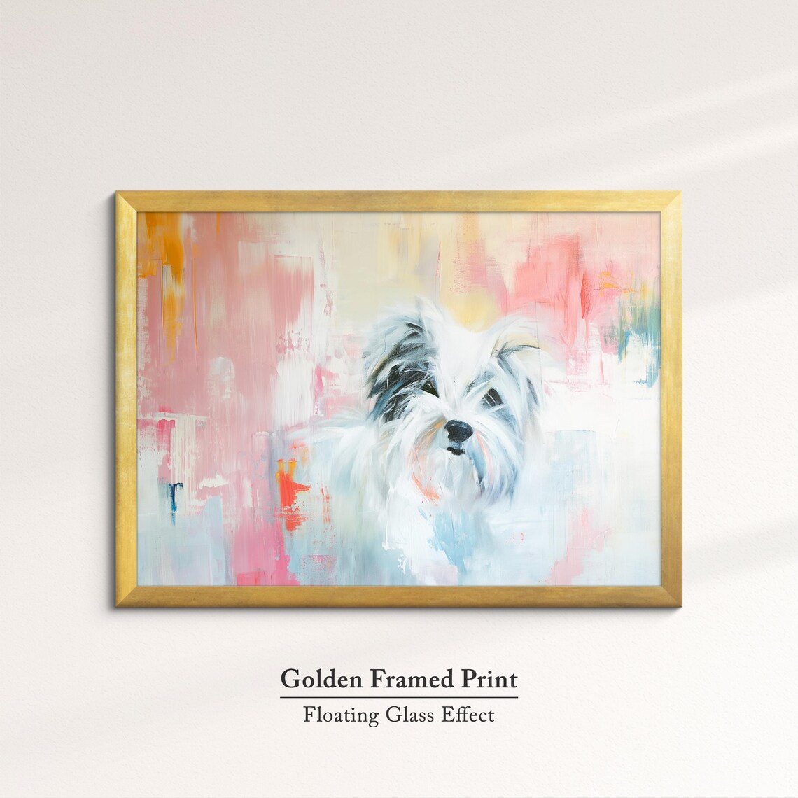 White Shih Tzu Puppy Portrait Pink Abstract Background Dog Poster - Image 5