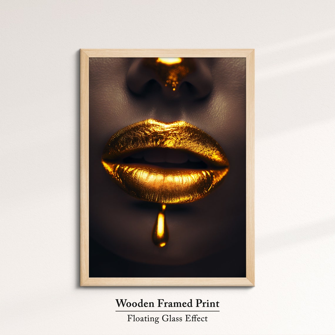 Molten Gold Lips With Dripping Gold On Bronze Glam Art Wall Poster - Image 6