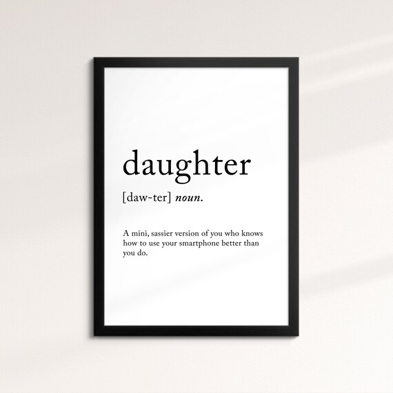 Daughter Minimalist Definition Quote Word Art Framed Print Framed Female Wall Art Lady Poster Feminine Home Decor Gifts For Her