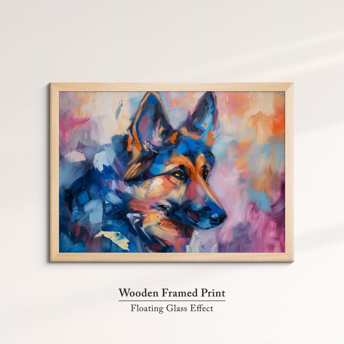 German Shepherd Portrait In Blue Pink Abstract Brushstroke Dog Poster - Image 6