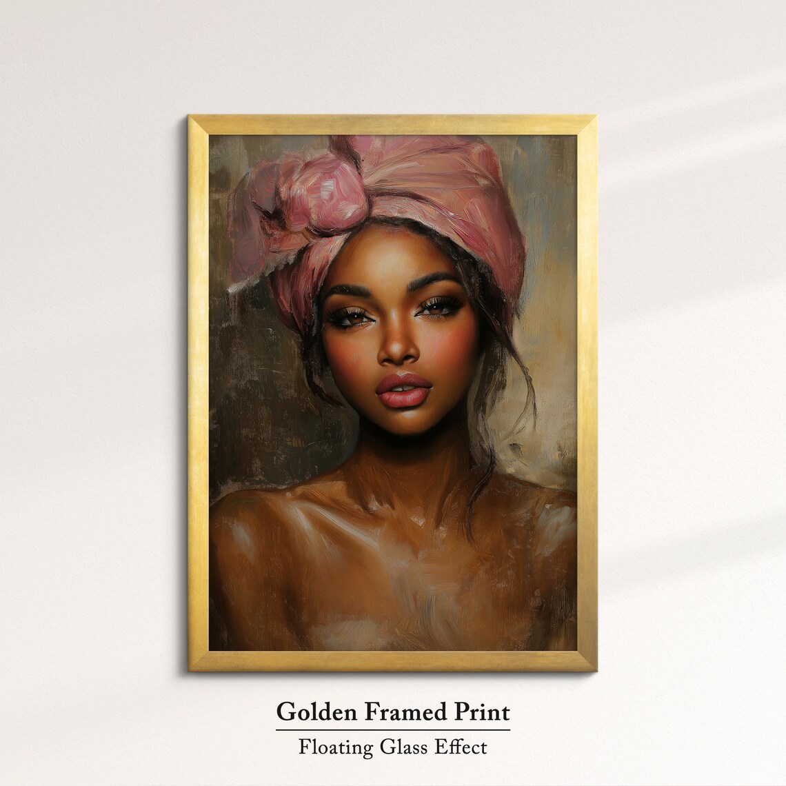 Serene Woman Portrait Art Elegant African Beauty Bohemian Wall Decor Rustic Home Art Print Neutral Tones Woman Oil Painting - Image 5
