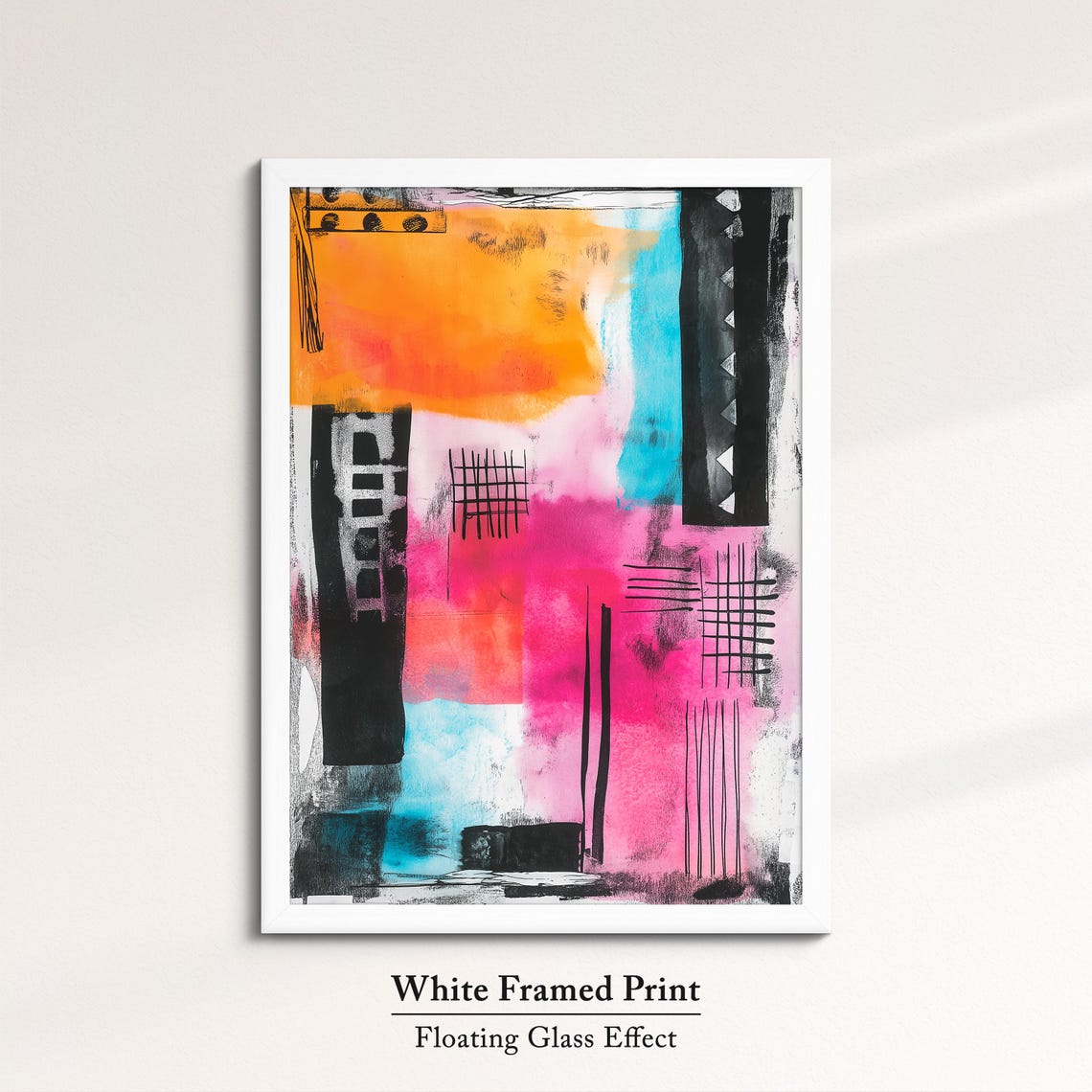 Colorful Abstract Modern Art Orange Pink Cyan Geometric Line Poster - Image 7