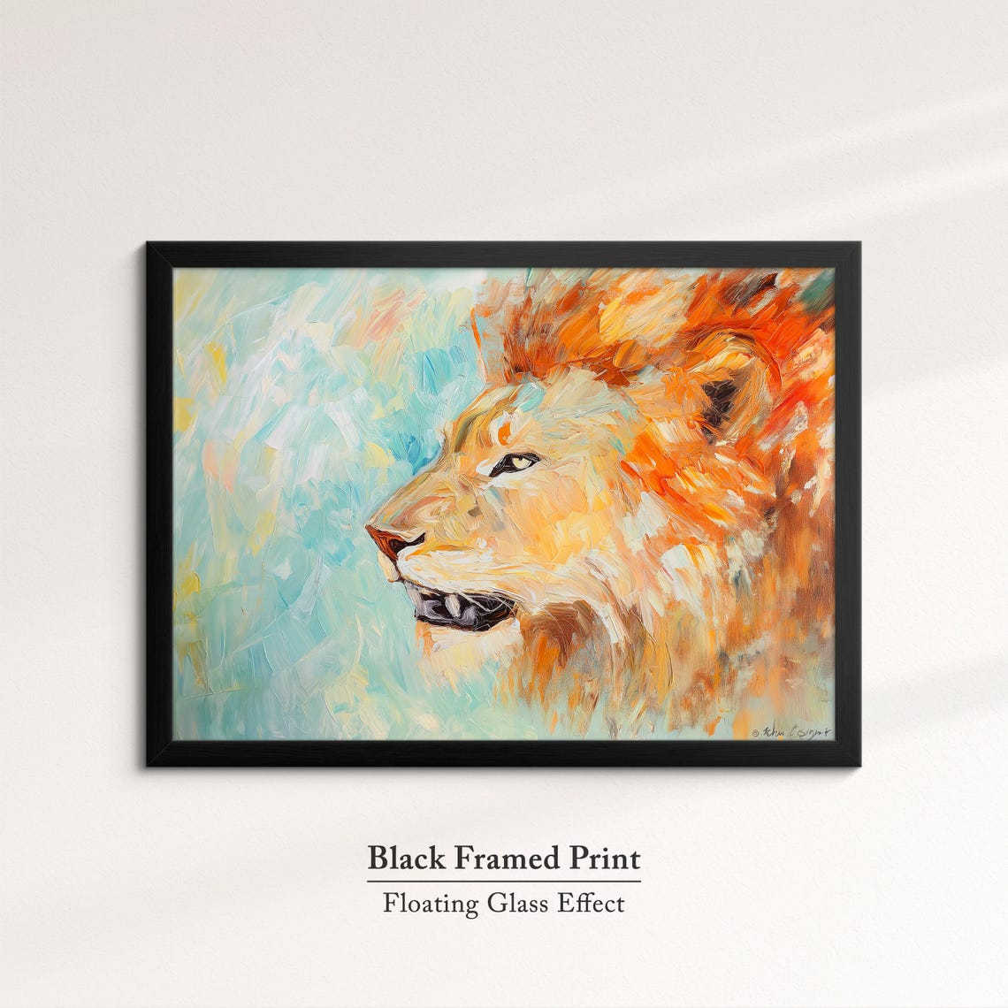 Lion Abstract Oil Painting Fiery Mane Roaring Profile Wildlife Poster - Image 8