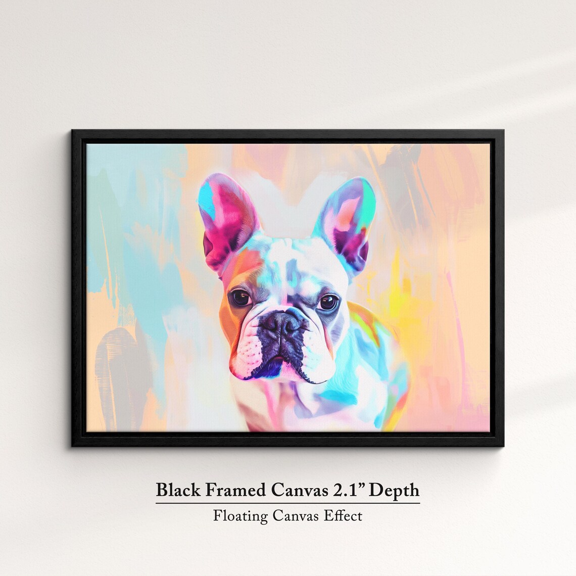 French Bulldog Neon Rainbow Abstract Portrait Colorful Dog Art Poster - Image 2