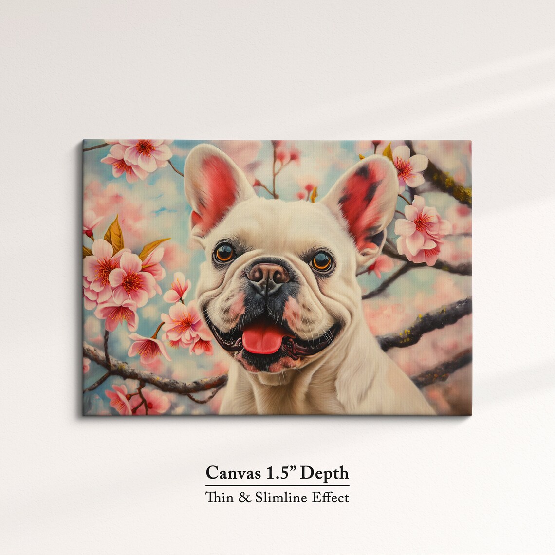 Happy White French Bulldog In Cherry Blossoms Cute Spring Dog Poster - Image 3