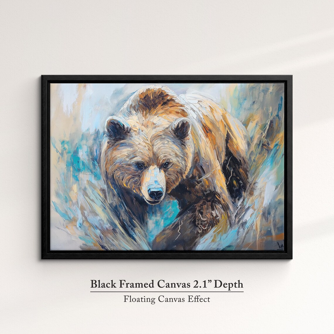 Brown Bear Walking Powerful Wildlife Oil Painting Style Wall Art - Image 2