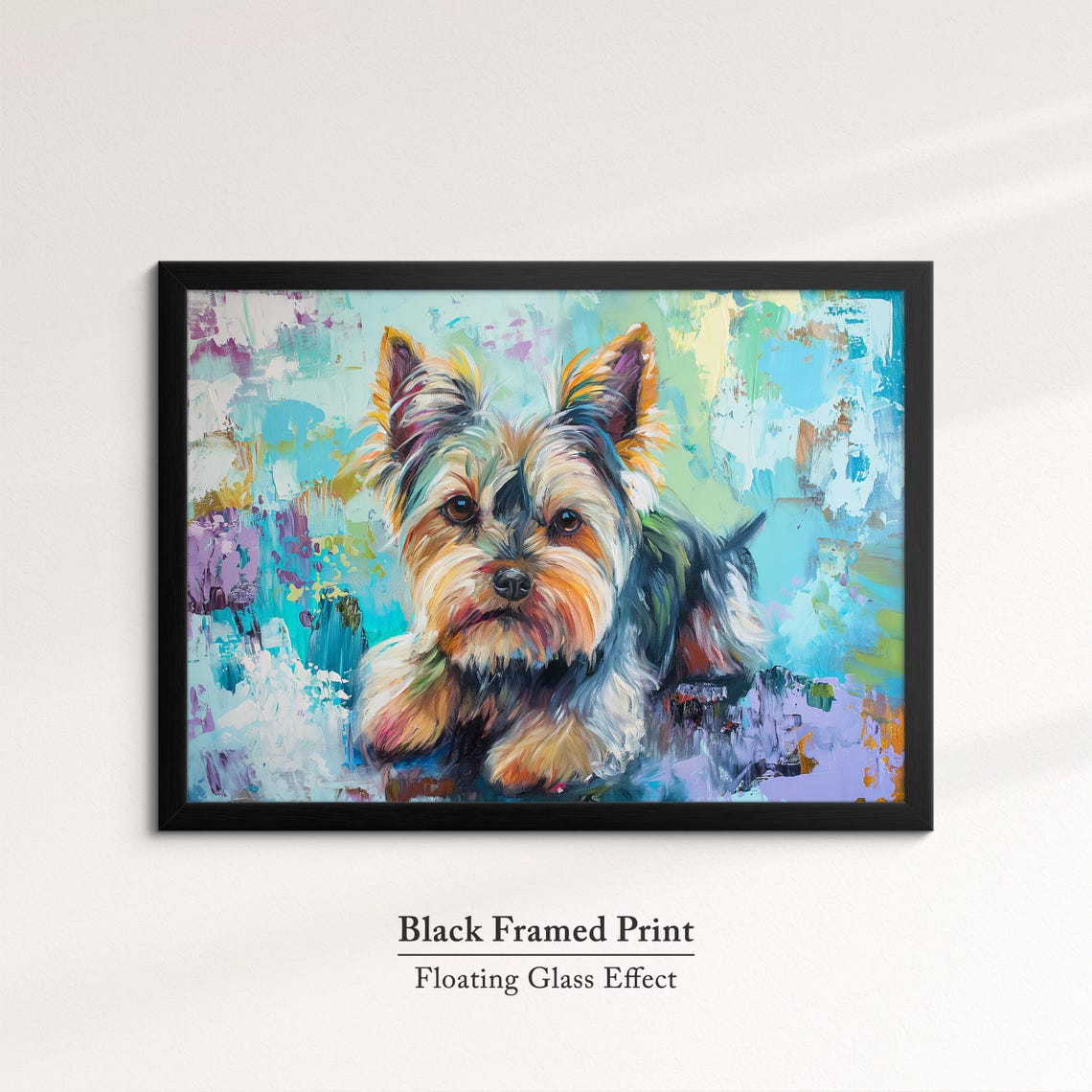 Yorkshire Terrier Sitting Pose Mint Teal Abstract Dog Art Poster - Image 8