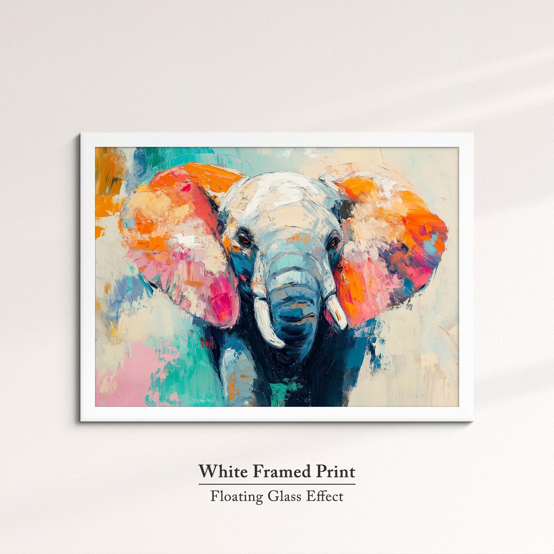 Elephant Head Orange Blue Palette Knife Abstract Safari Wall Art Poster - Image 7