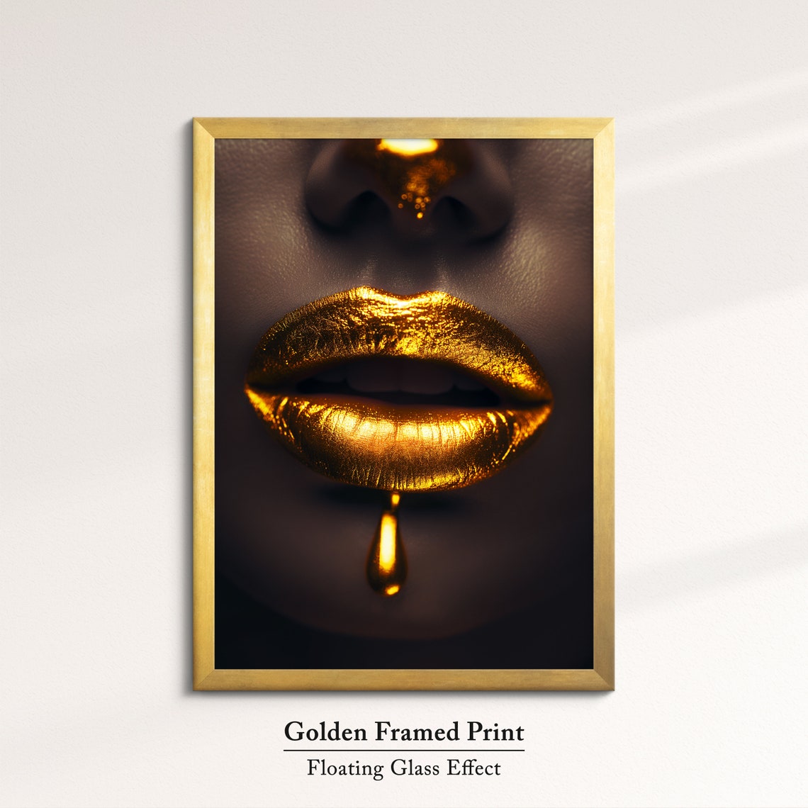 Gold Lips Art Luxurious Framed Wall Decor Bold And Elegant Artwork Perfect For Living Room Or Bedroom Modern Glam Gift Idea - Image 5