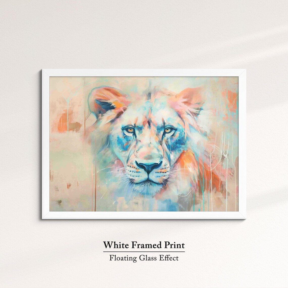 Lioness Pastel Watercolor Face Close Up Abstract Wildlife Art Poster - Image 7