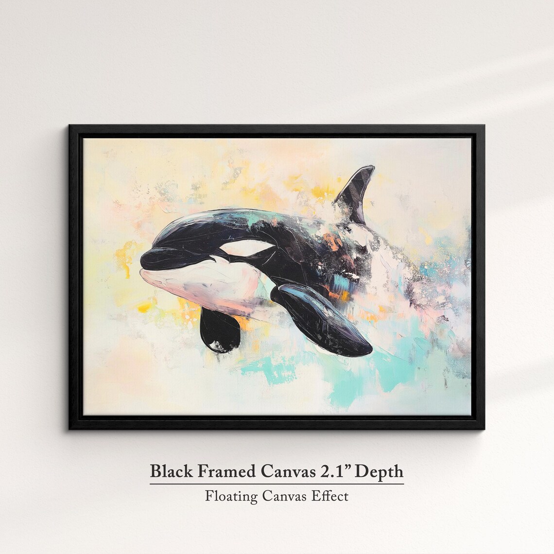 Orca Killer Whale Abstract Oil Painting Pastel Ocean Wildlife Poster - Image 2