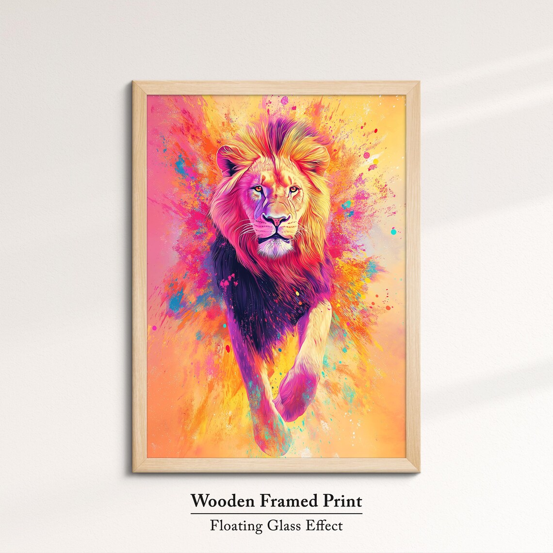 Lion Colorful Majestic Mane Leaping Paint Splash Vibrant Wildlife Art Poster - Image 6