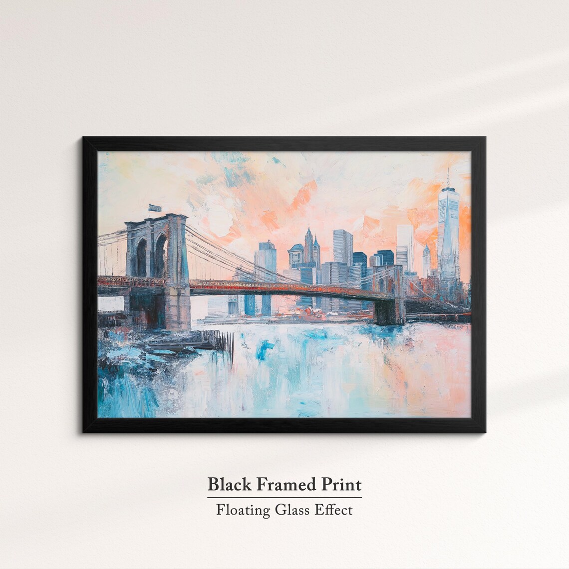 Brooklyn Bridge New York Pastel Skyline Impressionist Travel Poster - Image 8