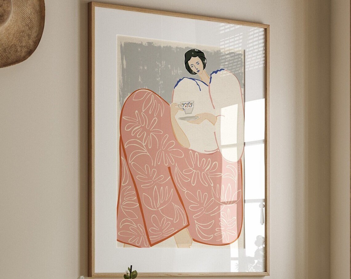 Abstract Tea Lover Art Print, Modern Minimalist Decor