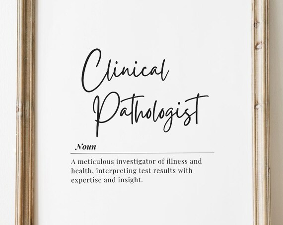 Clinical Pathologist Definition Black White Script Medical Gift Wall Poster