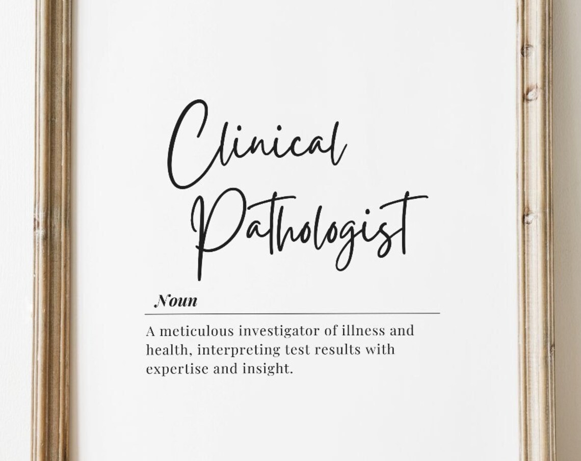 Clinical Pathologist Definition Black White Script Medical Gift Wall Poster