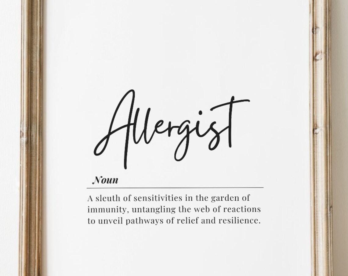Allergist Definition Typography Medical Professional Appreciation Gift Wall Print