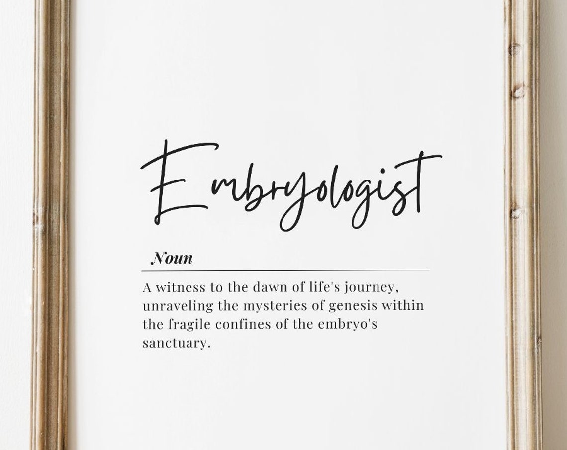 Embryologist Definition Dictionary Art Modern Script Typography Poster