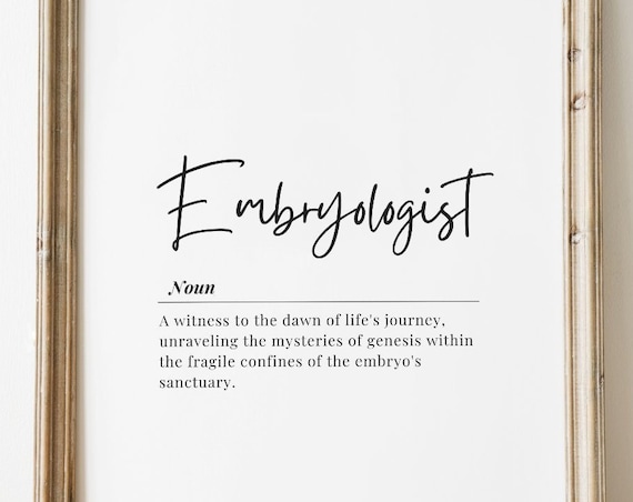 Embryologist Definition Dictionary Art Modern Script Typography Poster