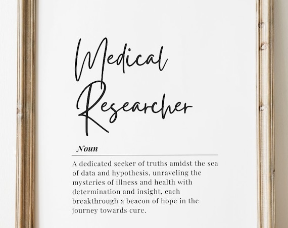 Medical Researcher Definition Noun Typography Science Office Decor Poster