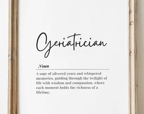 Geriatrician Dictionary Definition Minimalist Typography Wall Art