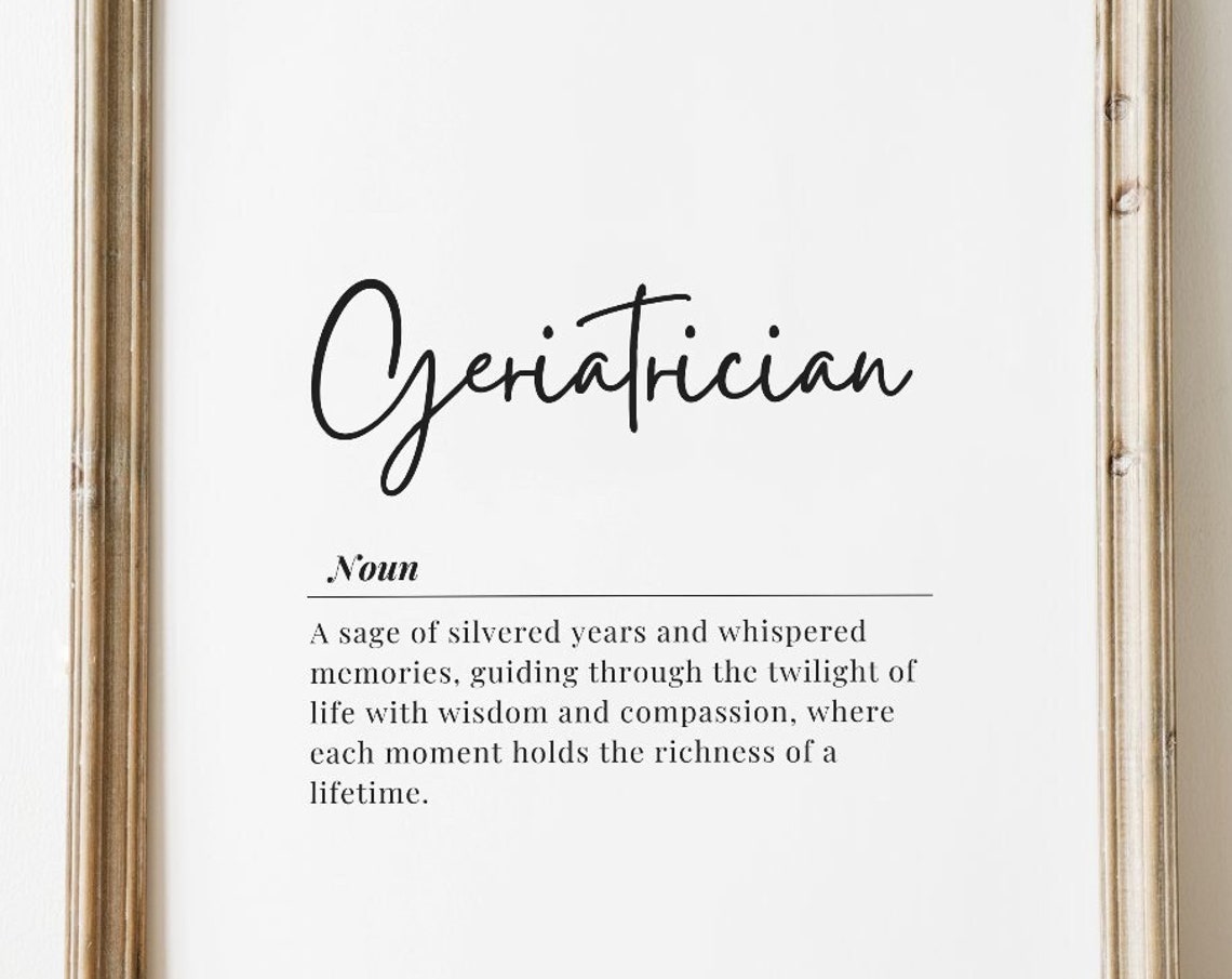 Geriatrician Dictionary Definition Minimalist Typography Wall Art