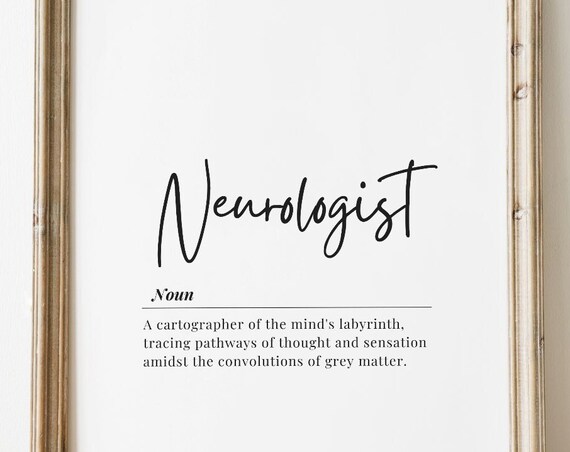 Neurologist Definition Noun Minimalist Typography Quote Art Poster