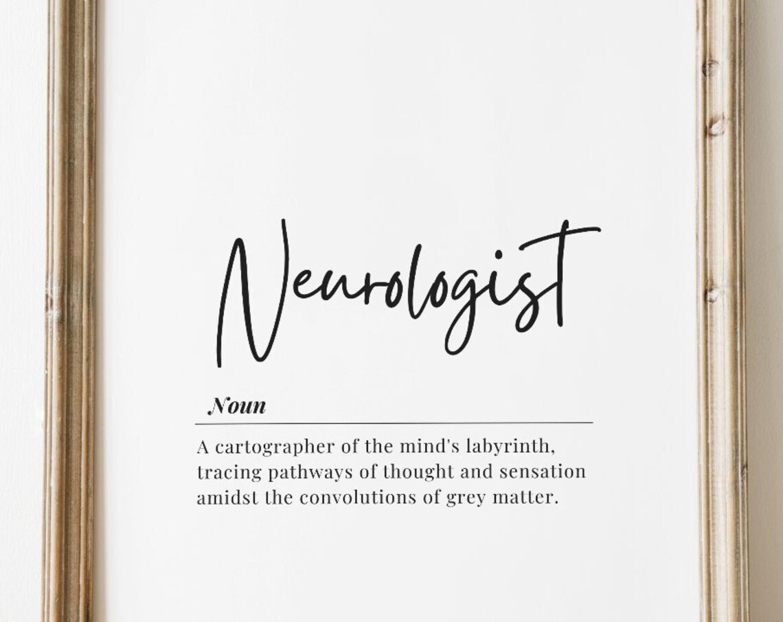Neurologist Definition Noun Minimalist Typography Quote Art Poster