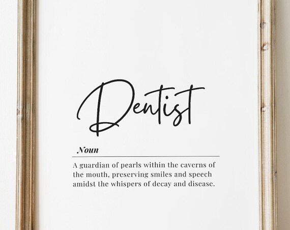 Minimalist Dentist Dictionary Definition Typography for Dental Office Poster