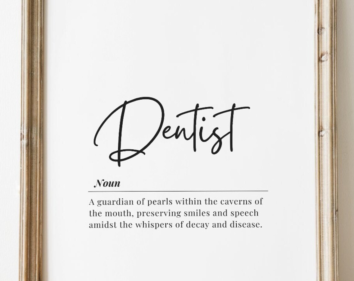Minimalist Dentist Dictionary Definition Typography for Dental Office Poster