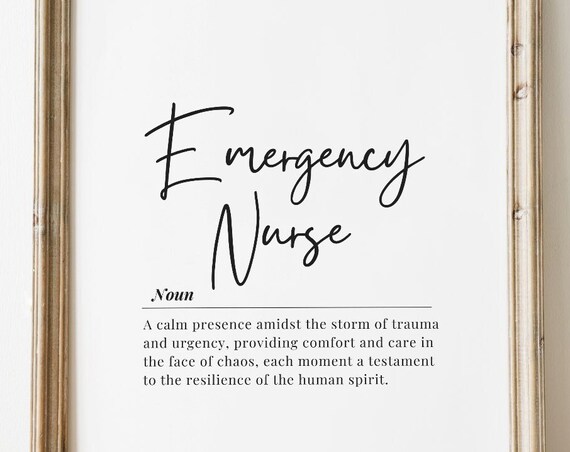 Emergency Nurse Definition Typography Appreciation Art Poster