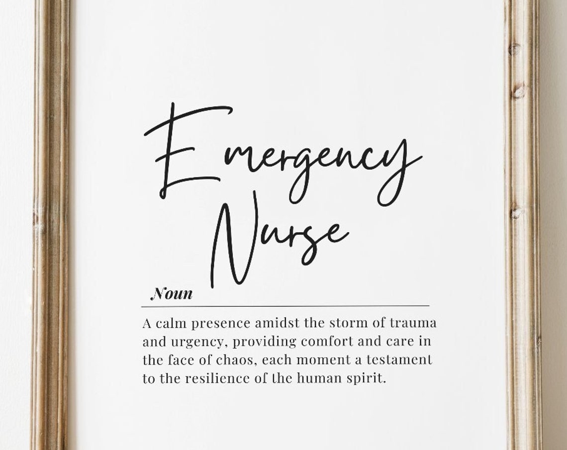 Emergency Nurse Definition Typography Appreciation Art Poster