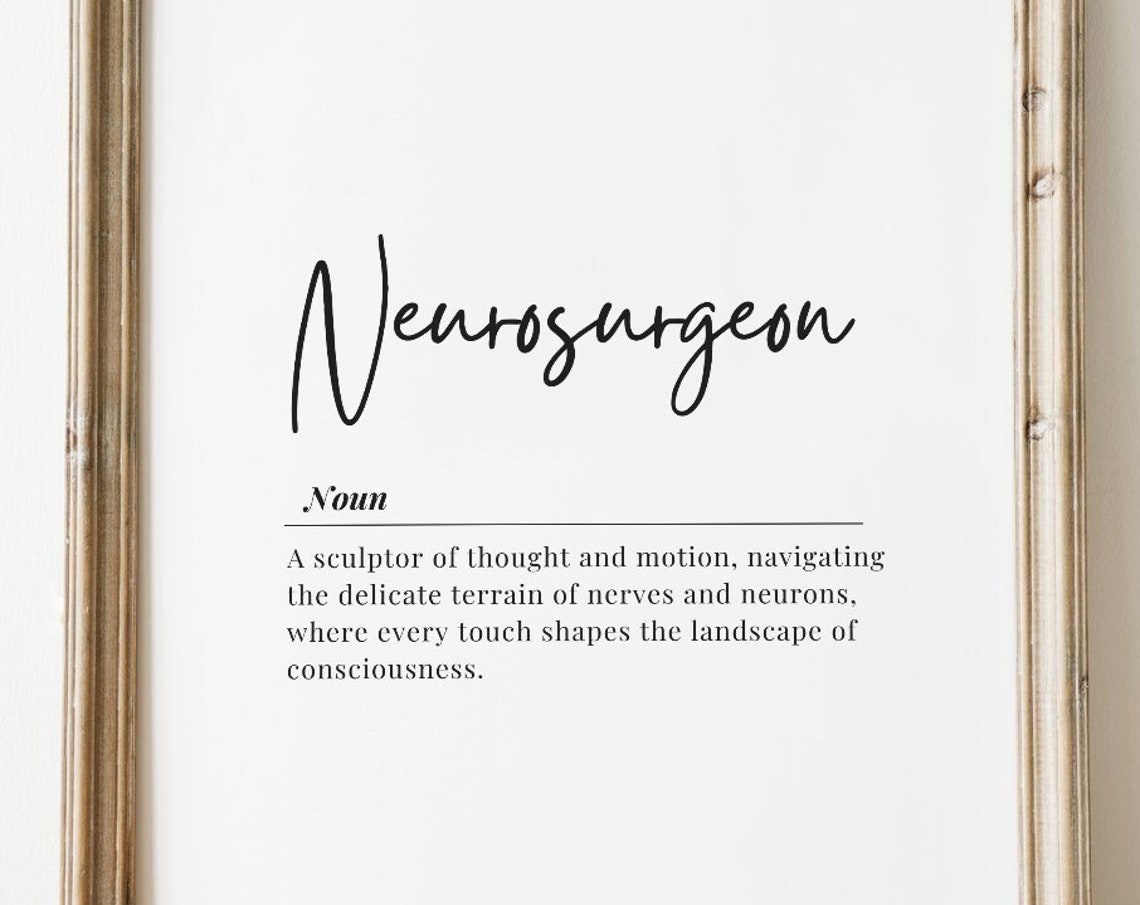 Neurosurgeon Definition Black White Script Medical Gift Poster